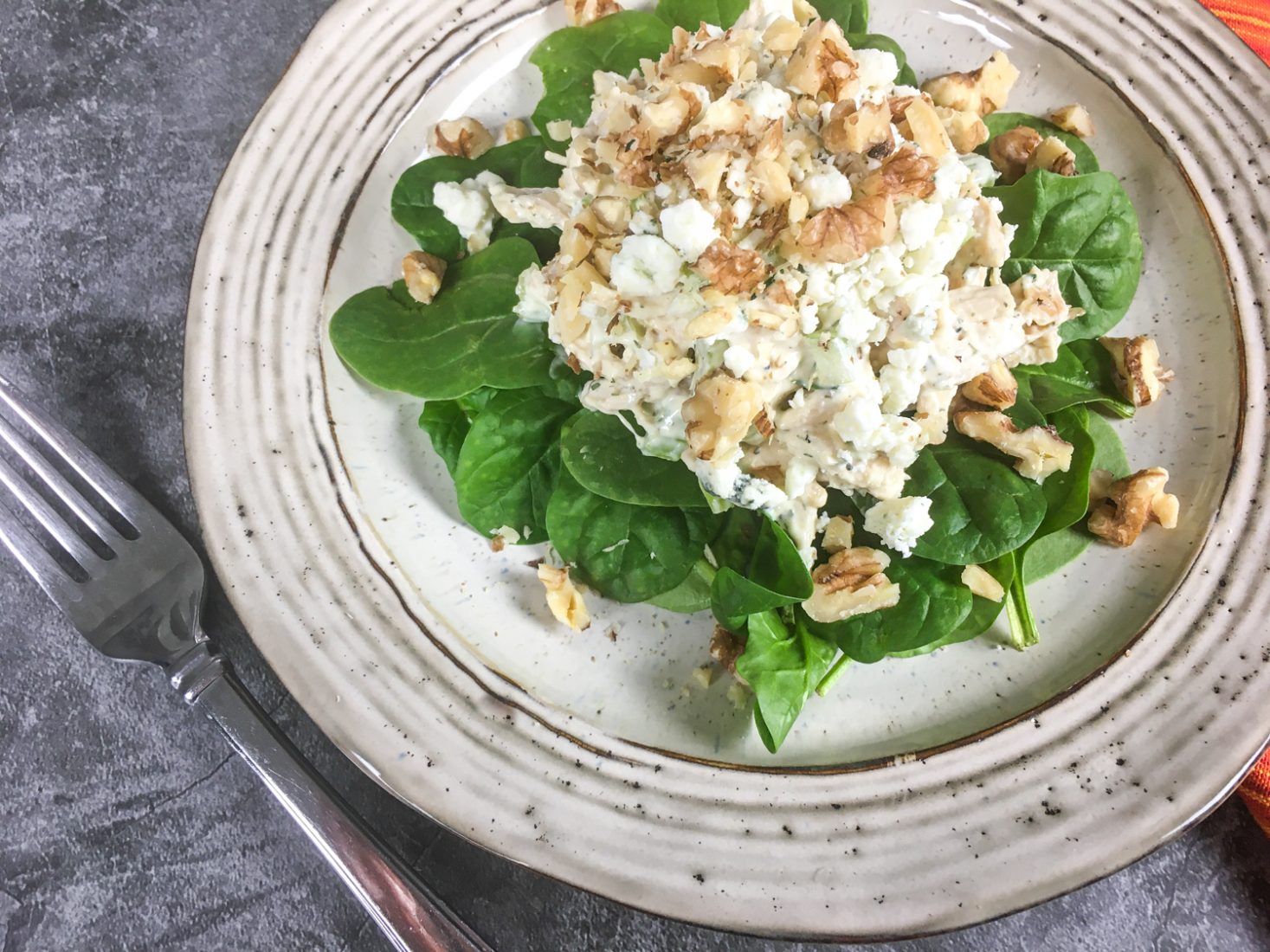 KETO CHICKEN SALAD WITH BLUE CHEESE & WALNUTS